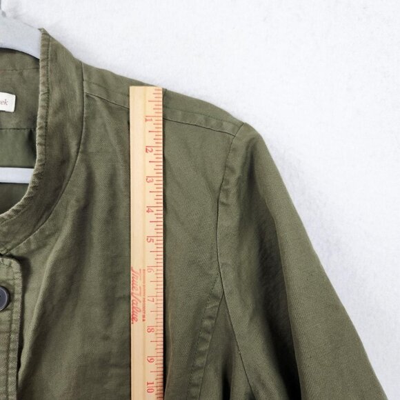 Coldwater Creek Jacket Womens 20 Green Linen Cotton Utility Chore Field Casual - Picture 6 of 13